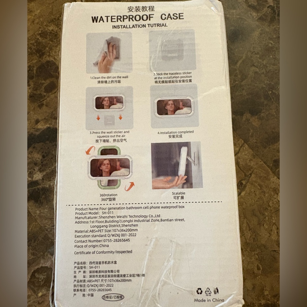 Bathroom Cell Phone Waterproof Case with 360° Rotation - white - Picture 2 of 4